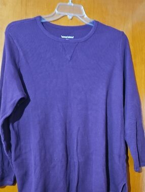 Woman Within Plum Ribbed Thermal Long Sleeve Top
